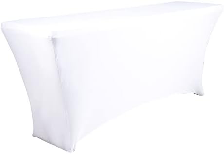 6 Ft x 18 Inches Open Back Spandex Stretch Table Covers White