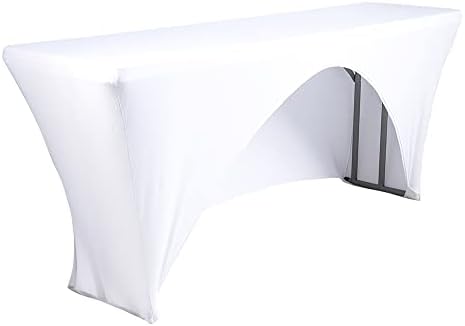 6 Ft x 18 Inches Open Back Spandex Stretch Table Covers White