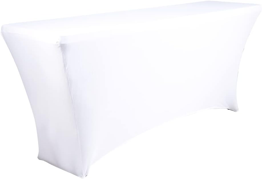 6 Ft x 18 Inches Open Back Spandex Stretch Table Covers White