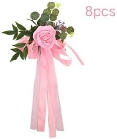 8pcs Wedding Aisle Decorations with Chiffon Ribbons