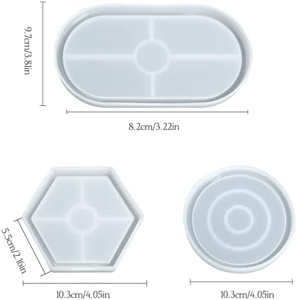 Gabrella 3 Pcs Silicone Resin Mold Set for DIY Coasters and Trays