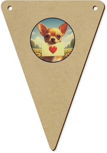 5 x 140mm Chihuahua Love Note Wooden Bunting Flags