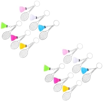 LOGOFUN 12PCS Mini Alloy Badminton Racket Keychain