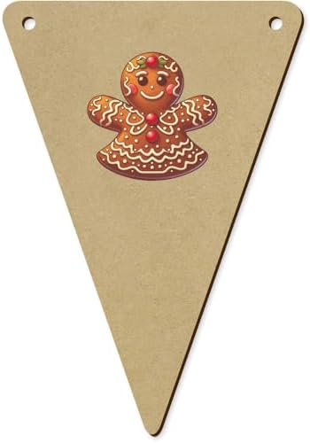 Azeeda 5 x 140mm Gingerbread Woman Wooden Bunting Flags