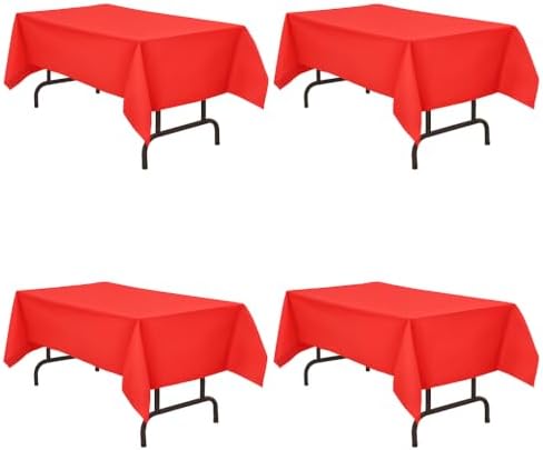 Oojami Disposable Plastic Table Covers 4 Pack 54x108 Red