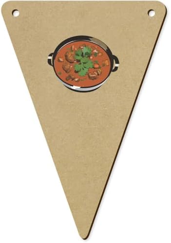 5 x 140mm Chicken Tikka Masala Curry Wooden Bunting Flags