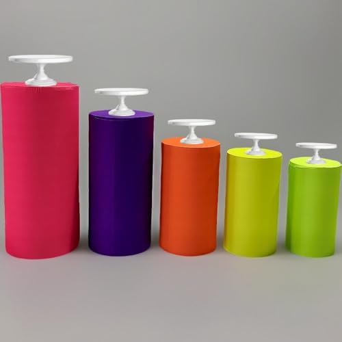 5 Pack Cylinder Covers Neon Rainbow Birthday Party Decor