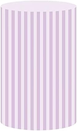 Lavender Stripe Round Pedestal Covers for Girls Birthday Party