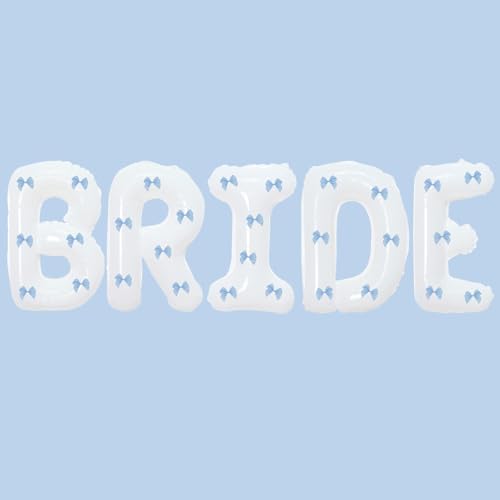 BRIDE Letter Balloons Blue Bows Set 40 Inch
