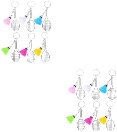 LOGOFUN 12PCS Mini Alloy Badminton Racket Keychain