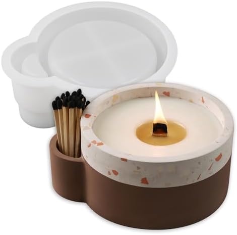 Wehous Large Silicone Candle Holder Mold with Match Holder