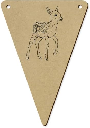 Azeeda 5 x 140mm Young Deer Wooden Bunting Flags