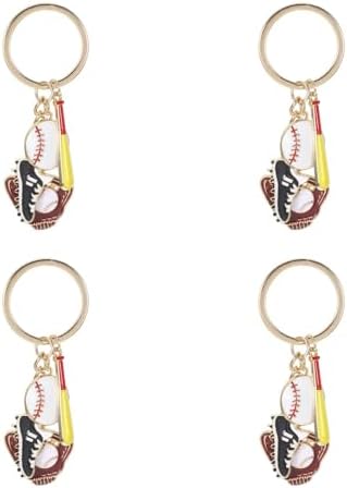 TIKTOLA 4pcs Decorative Alloy Baseball Keychain Keyring