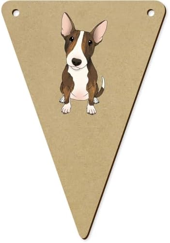 5 x 140mm Sitting Bull Terrier Wooden Bunting Flags