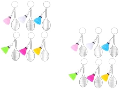 LOGOFUN 12PCS Mini Alloy Badminton Racket Keychain