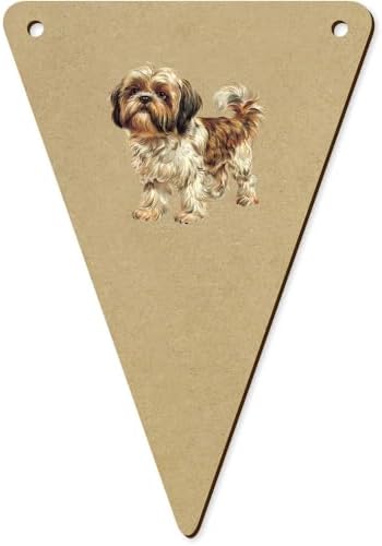 5 Pack Shih Tzu Wooden Bunting Flags 140mm