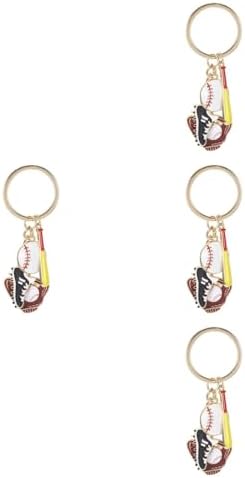 TIKTOLA 4pcs Decorative Alloy Baseball Keychain Keyring