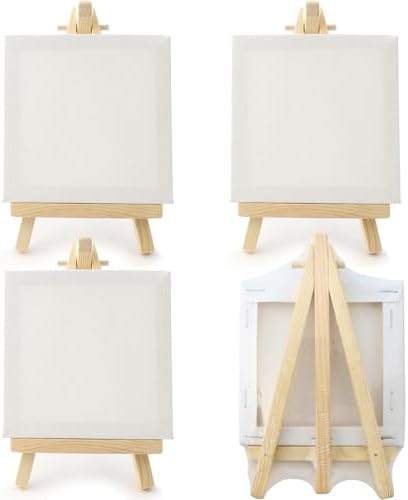 4 Piece Mini Canvas with Easel Set for Art