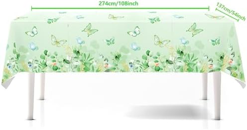 CHANGZHONG Green Butterfly Tablecloths 3 pcs 54x108 inch