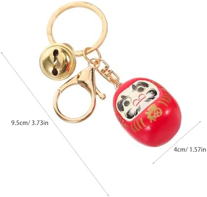 LOGOFUN 4PCS Japanese Daruma Keychain with Bell Good Luck Charm - Red