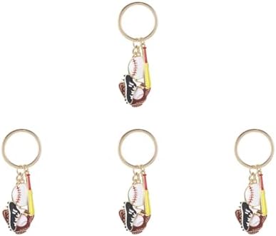 TIKTOLA 4pcs Decorative Alloy Baseball Keychain Keyring