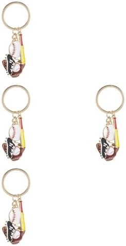 TIKTOLA 4pcs Decorative Alloy Baseball Keychain Keyring