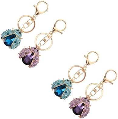 LOGOFUN 4PCS Ladybug Keychain Zinc Alloy Charm Pendant Gift