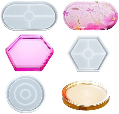 Gabrella 3 Pcs Silicone Resin Mold Set for DIY Coasters and Trays