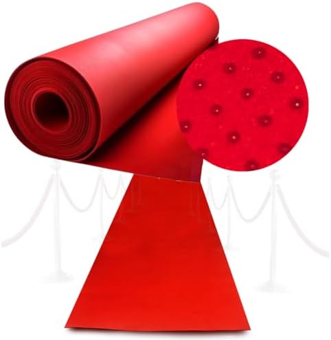 Red Carpet Runner for Party - Thick Durable Felt Non-Slip Grip Dots