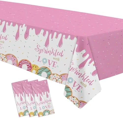 Pink Donut Tablecloth Set 3 Pack Baby Shower Decor