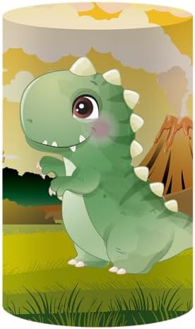 KONPON Green Cartoon Dinosaur Cylinder Table Cover for Kids Parties