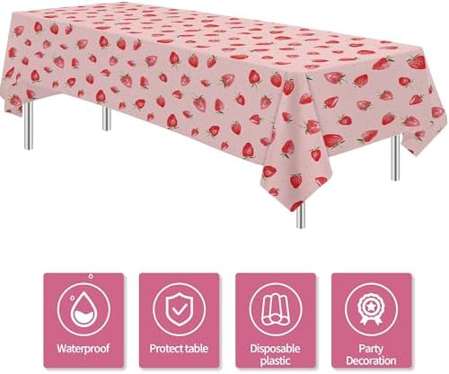 Strawberry Birthday Party Decorations Tablecloth 3 Pcs 54x108 Inches
