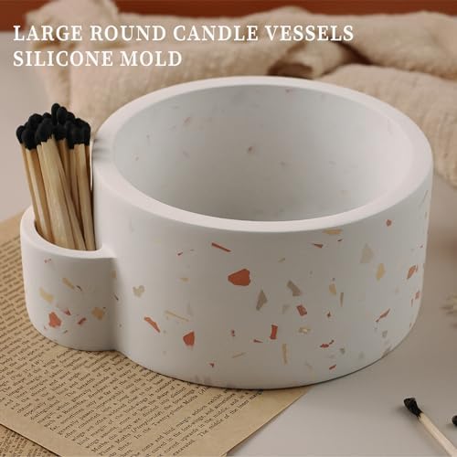 Wehous Large Silicone Candle Holder Mold with Match Holder
