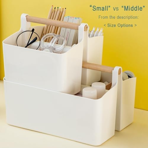 Vidifor Art Supply Organizer Caddy with Handle - Small White and Yellow