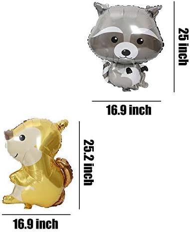 Woodland Animal Balloons 4PCS Fox Hedgehog Squirrel Raccoon