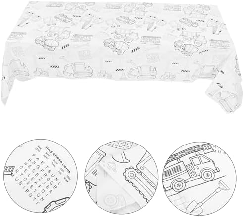 Uonlytech Birthday Coloring Tablecloth for Kids Parties