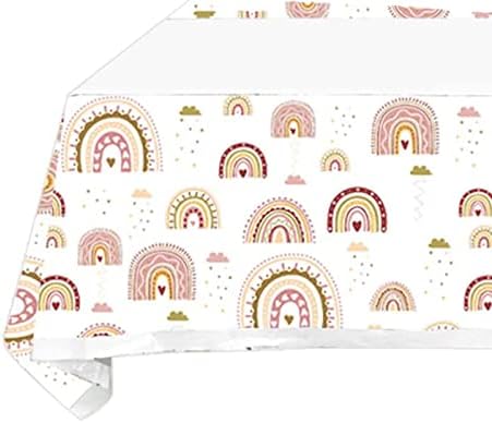 LYST 2PCS Rainbow Boho Tablecloths - Plastic Covers for Parties and Baby Showers