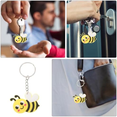 LUOZZY 24 Pcs Cartoon Bee Keychain Backpack Purse Hanging Keyring Party Favors