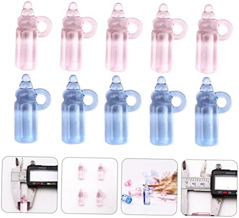 48pcs Acrylic Milk Bottle Charms Pink Blue DIY Photo Props