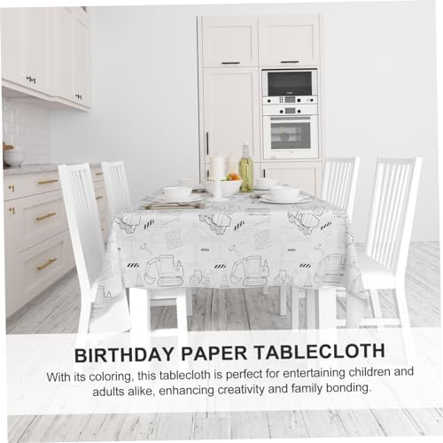 Uonlytech Birthday Coloring Tablecloth for Kids Parties