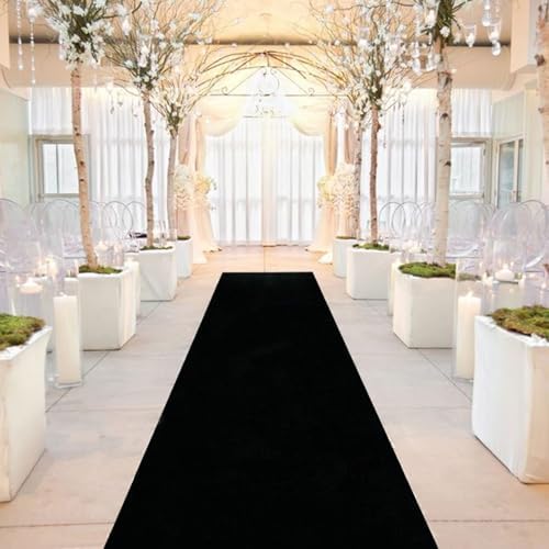 Black Velvet Aisle Runner for Wedding 24In x 15FT