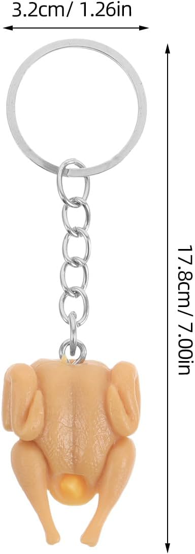 LOGOFUN 10PCS Mini Realistic Roast Chicken Keychain