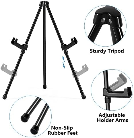14 Inch High Tabletop Display Easel Stand - Black Steel 2 Pack