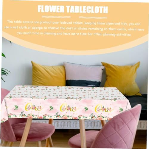 PRETYZOOM 3pcs Reusable Birthday Tablecloths Floral Design for Parties and Picnics