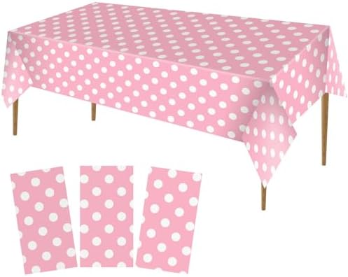 NKM 3 Pcs 866 x 512in Pink Polka Dot Tablecloth