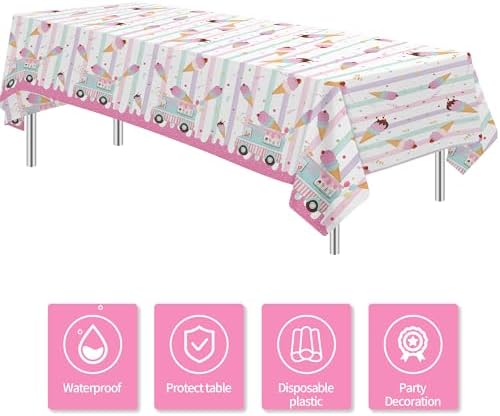 Ice Cream Party Tablecloth Set 3 Pack Heres The Scoop Theme
