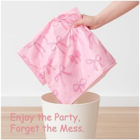 6 Packs Gender Reveal Tablecloths - 3 Pink 3 Blue Bowknot Design