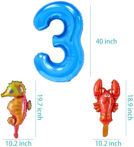 Ocean Animal Foil Balloons Set for 3rd Birthday Party