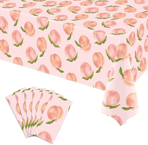 Peach Themed Disposable Plastic Tablecloth - Pack of 6