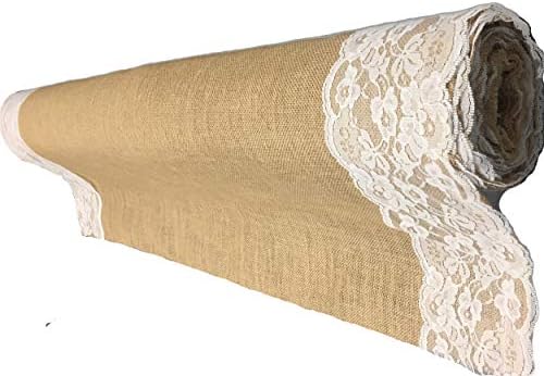 AAYU Premium Burlap Wedding Aisle Runner 48x50ft White Ivory